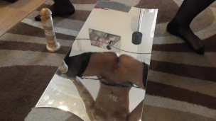 Sexy mirror POV squat on your face stocking suspenders crotchless