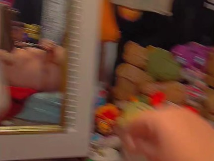 Playing with freshly shaved pussy in front of mirror after hangout