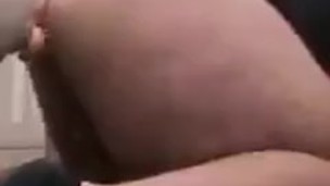 Fat ass fucks dildo doggy style