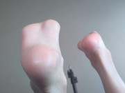 Cum on beautiful pink feet | Two cumshots! Footjob 2/16