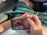 blonde jerks off and sucks my dick. while her boyfriend is in the shop 1/16