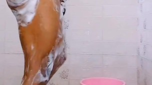 Permanent caged sissy bath and dance