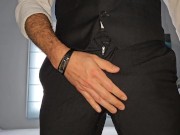 Sexy guy wearing suit moaning, talking dirty until cum hard, strong orgasm 1/16