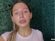 Dripping Wet in the Shower Abella Danger Sucks and Fucks Big Dildo 4/16