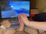 Playing Minecraft with Stepsister (Long handjob and post orgasm torture) 2/16