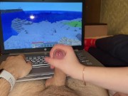 Playing Minecraft with Stepsister (Long handjob and post orgasm torture) 4/16