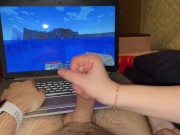 Playing Minecraft with Stepsister (Long handjob and post orgasm torture) 5/16