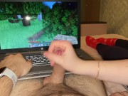 Playing Minecraft with Stepsister (Long handjob and post orgasm torture) 8/16