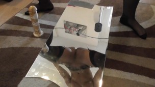Mirror dildo squat & squirt POV sat on face - Mandy Foxxx