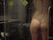 My on me while I’m washing in the shower, and later licks my pussy with his tongue 4/16