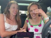 Nadia Foxx & Serenity Cox using Lush remote controlled vibrators in public drive thru & cumming hard 10/16