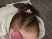 Blowjob Facial Compilation - Slutty girlfriend sucks big cock and get huge cumshots on her face 7/16