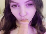 beauty sweetly sucks a thick dildo 6/16