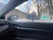 I met a girl on the street and asked her to suck my dick in the car. Cumshot on her big tits 1/16