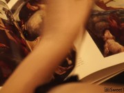 Masturbates and cums in black lace lingerie. Art porn. Lingerie fetish. 1/16