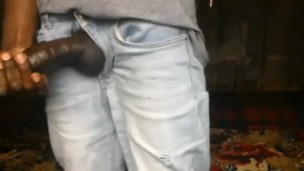 ZIPPĪNG OUT MY TROUSER TO REMOVE MY MONSTER COCK