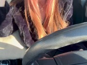 Car Ride Driving around with Italian Big Tits Long Hair Milf Artemisia Love flashing her big boobs 10/16