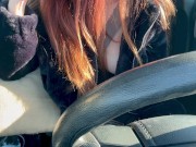 Car Ride Driving around with Italian Big Tits Long Hair Milf Artemisia Love flashing her big boobs 13/16