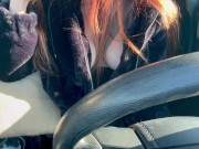 Car Ride Driving around with Italian Big Tits Long Hair Milf Artemisia Love flashing her big boobs 14/16