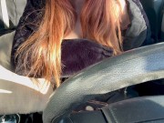 Car Ride Driving around with Italian Big Tits Long Hair Milf Artemisia Love flashing her big boobs 6/16