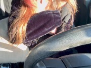 Car Ride Driving around with Italian Big Tits Long Hair Milf Artemisia Love flashing her big boobs 8/16