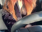 Car Ride Driving around with Italian Big Tits Long Hair Milf Artemisia Love flashing her big boobs 9/16