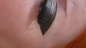 Redhead plays with fuck machine