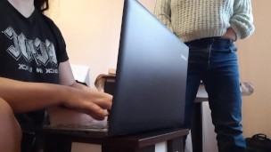I masturbate near the secretary while she is typing a report for me