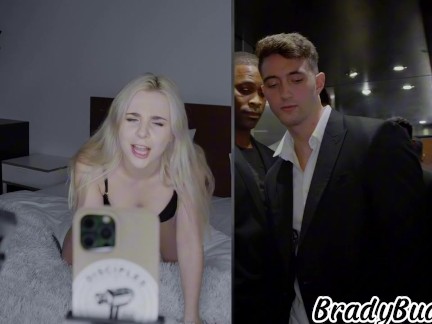 Gang bang with a petite blonde with a tight pussy-double penetration-Ellie Shoule-Darrel Deeps