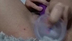 Hot girl playing with her dildos