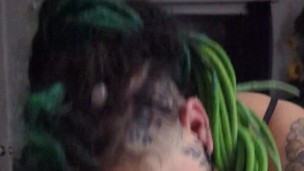 Sucking his thick bwc before he eats and fingers me - thick tattooed pawg bbw
