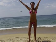 Monika Fox Poses In Pink Bikini With Stars On Beach 3/16