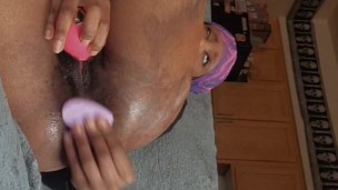 Ebony Emo girl TRIES ANAL TOYS