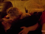 We tried to be quiet while making love in the living room 3/16