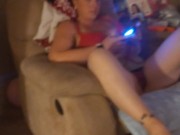 Filming up white girl girl's micro mini dress while she is playing fortnite and she is loving it