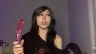 dumb emo spits n explores new gummy worm double dildo - Free Sex ...