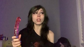 dumb emo spits n explores new gummy worm double dildo - RedTube