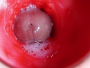 A huge cock inside a wet hole spews liquid and will soon fill with milk 15/16