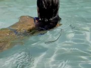 Monika Fox In Blue Bikini Swims In Pool In Paradise Place 10/16