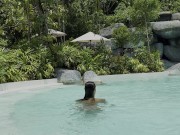 Monika Fox In Blue Bikini Swims In Pool In Paradise Place 13/16