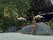 Monika Fox In Blue Bikini Swims In Pool In Paradise Place 14/16