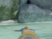 Monika Fox In Blue Bikini Swims In Pool In Paradise Place 4/16