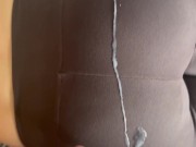 he comes and puts his cock in my mouth and unloads his cum on my butt in leggings 16/16