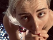 The Snow Maiden with a hard blowjob. New Year's gift in the form of cum in the mouth 8/16