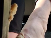 Smashing Christmas cookies from both views of the pedal with barefeet 7/16