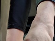 Smashing Christmas cookies from both views of the pedal with barefeet 9/16