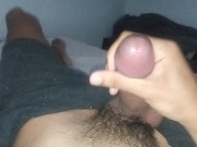 Dad caught me jerking off my big hairy cock, I cum in my boxers and moan loud - POV 12/16