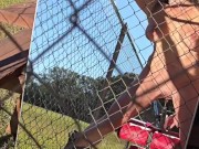 Krissy Biker Bound to a Fence Bondage Machine Fuck 7/16