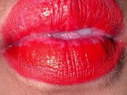Morocco 18yo Hot Girl Licking Her Mouth Juicy & ASMR Movements Tongue With Red lipstick 16/16