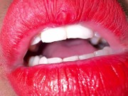 Morocco 18yo Hot Girl Licking Her Mouth Juicy & ASMR Movements Tongue With Red lipstick 4/16